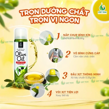 Top bán chạy Dầu Xịt Olive 0 Calo Extra Virgin - Healthy Eatclean Chiên Xào Salad, Giảm còn 209.000 VND