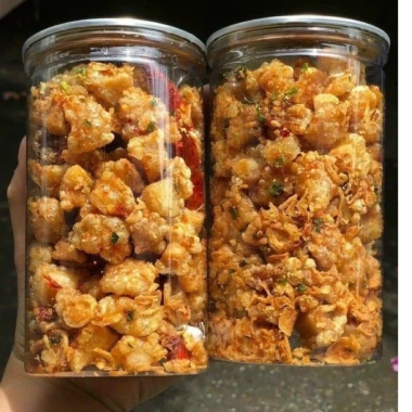 Tóp mỡ liền da chiên giòn sốt mắm hành 1kg Siêu ngon – Ăn vặt Sương Sương