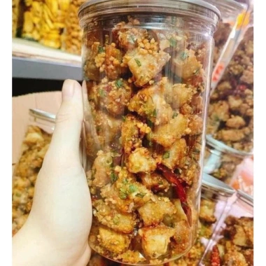 Tóp mỡ liền da chiên giòn sốt mắm hành 1kg Siêu ngon – Ăn vặt Sương Sương