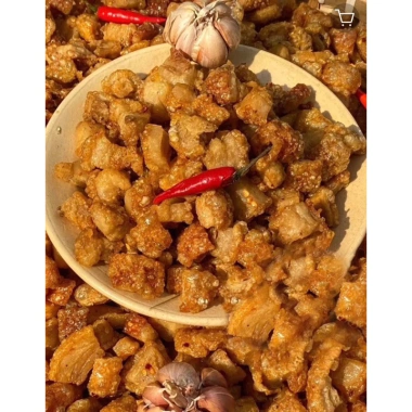Tóp mỡ liền da chiên giòn sốt mắm hành 1kg Siêu ngon – Ăn vặt Sương Sương