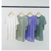 Top Thể Thao Yoga 2.024 Slub Sợi Rỗng Chữ Thập Cổ Tròn Tay Ngắn Thoáng Khí Nhanh Khô 6