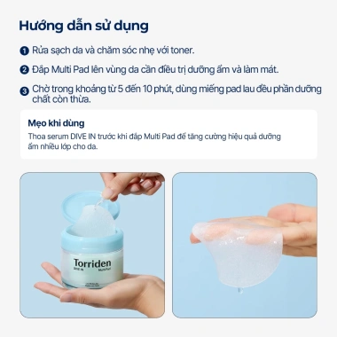 Torriden Pad đa năng DIVE IN Hyaluronic Acid 80 miếng Toner Pad dưỡng ẩm giảm nếp nhăn giá ưu đãi 328.900₫ 8