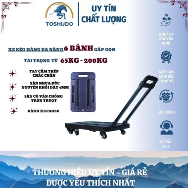 TOSHUDO Xe Kéo và Đẩy Hàng Trọng Cao 4-7 Bánh, Tải 65‑200kg – Giá Ưu Đãi 499k