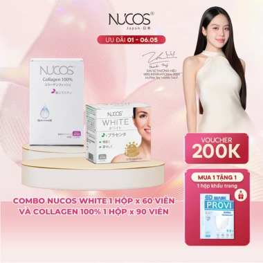 TPBVSK Combo Trắng Da Chống Lão Hoá Viên Uống Nucos White 60Viên và Nucos Collagen 100% 90Viên Giá 909.500 VND
