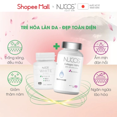 TPBVSK Combo Trắng Da Chống Lão Hoá Viên Uống Nucos White 60Viên và Nucos Collagen 100% 90Viên Giá 909.500 VND