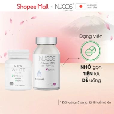 TPBVSK Combo Trắng Da Chống Lão Hoá Viên Uống Nucos White 60Viên và Nucos Collagen 100% 90Viên Giá 909.500 VND