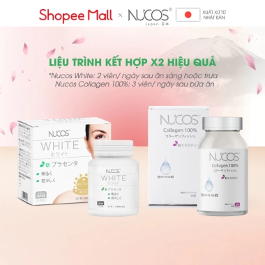 TPBVSK Combo Trắng Da Chống Lão Hoá Viên Uống Nucos White 60Viên và Nucos Collagen 100% 90Viên Giá 909.500 VND