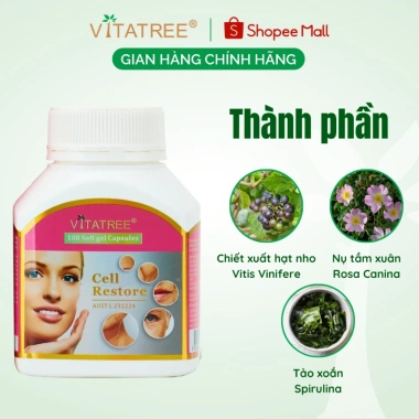 TPBVSK Vitatree Cell Restore 100 viên - Viên uống hỗ trợ phục hồi tế bào, trẻ hoá da, giá 930k 3