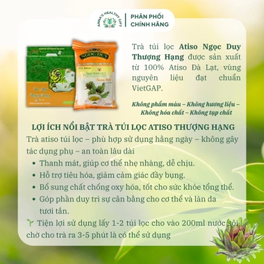 Trà Atiso Thượng Hạng Ngọc Duy - Túi Lọc Cao Cấp Chính Hãng Tiện Lợi Giá 120.000₫