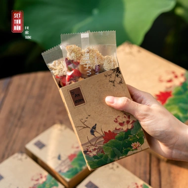 Trà Bát Vị An Nhiên - Hộp quà trà hoa 8 hộp, 40 gói, kèm túi giấy, 632.000 VND