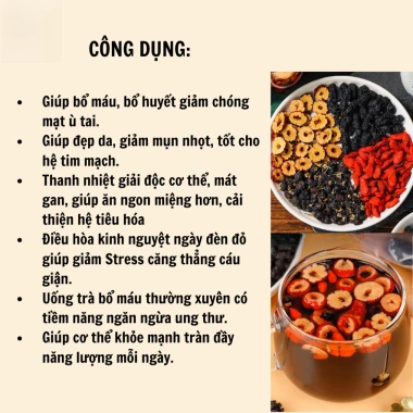 Trà Bổ Máu Ích Huyết 30 Gói - Kỳ Tử, Hắc Kỳ Tử, Táo Đỏ, Mát Gan, Giảm Chóng Mặt, Giá ưu đãi 79.000 VND 5