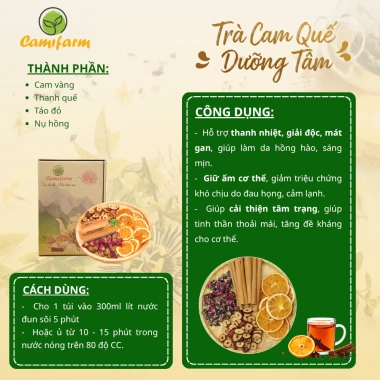 Trà Cam Quế Camifarm - Thanh lọc cơ thể, thơm miệng, giảm cân, tăng đề kháng