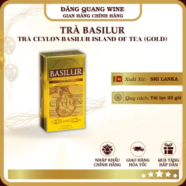 Trà Ceylon Basilur Island of Tea Gold 50g - Túi Lọc, Giá 100k, Hương Vị Đậm Đà