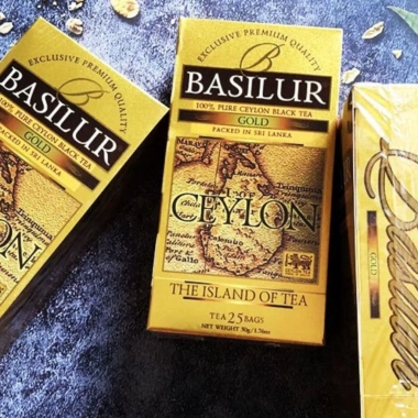 Trà Ceylon Basilur Island of Tea Gold 50g - Túi Lọc, Giá 100k, Hương Vị Đậm Đà