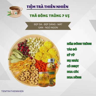 Trà Đông Trùng 7 Vị Thảo Mộc Hộp 30 - Tặng Bình Thủy Tinh, Đẹp Da, Dễ Ngủ, Thanh Lọc Cơ Thể 80k
