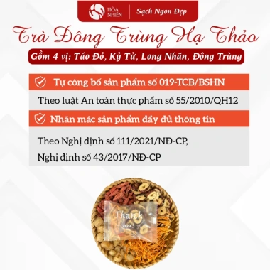 Trà Đông Trùng Hạ Thảo 4 vị – Táo Đỏ, Kỷ Tử, Long Nhãn, Hòa Nhiên giảm 59.999₫ 4