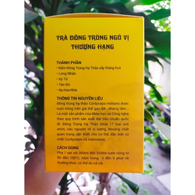 Trà Đông Trùng Hạ Thảo Ngũ Vị 5 Tặng 1 - Hộp 12 Gói, Hỗ trợ bệnh nền, Ngủ ngon