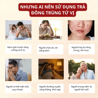 Trà Đông Trùng Hạ Thảo Tứ Vị - Bồi Bổ Sức Khỏe, Đẹp Da, Chống Lão Hóa, An Thần, Ngủ Ngon - Giá chỉ 91.200₫ 2