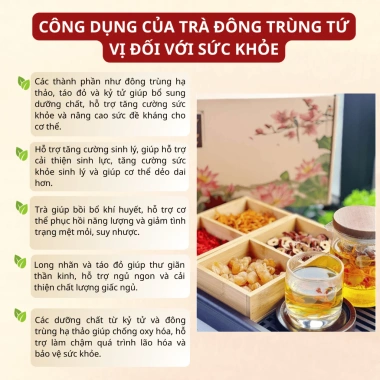 Trà Đông Trùng Hạ Thảo Tứ Vị - Bồi Bổ Sức Khỏe, Đẹp Da, Chống Lão Hóa, An Thần, Ngủ Ngon - Giá chỉ 91.200₫ 4