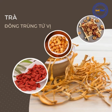 Trà Đông Trùng Tứ Vị (Đông Trùng Hạ Thảo, Táo Đỏ, Kỷ Tử, Long Nhãn) - Hộp 10/20/30 gói kèm bình hoặc túi lọc - Giảm giá đặc biệt