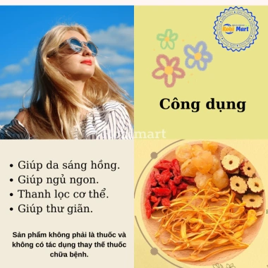 Trà Đông Trùng Tứ Vị (Đông Trùng Hạ Thảo, Táo Đỏ, Kỷ Tử, Long Nhãn) - Hộp 10/20/30 gói kèm bình hoặc túi lọc - Giảm giá đặc biệt