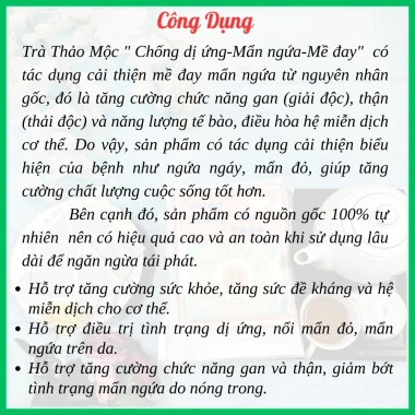 Trà Đông Y Việt 40 Túi - Giảm Dị Ứng, Mẩn Ngứa, Mề Đay, Giá Khuyến Mãi 95.000đ