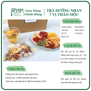 Trà Dưỡng Nhan 7 Vị Thảo Mộc 30 gói Đẹp Da Thanh Nhiệt Dễ Ngủ Giá 55.000 đồng