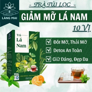 Trà Giảm Mỡ Làng Mai Lá Nam Thải Mỡ Bụng Đùi Nhẹ Người Hộp 60 Gói 71.200 VND
