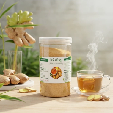 Trà Gừng 500g + Mứt Gừng 350g - Gừng Gió Đường Phèn, Giá 165k, Tăng Cường 3
