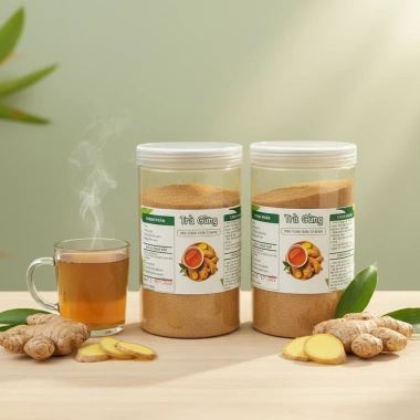 Trà Gừng 500g + Mứt Gừng 350g - Gừng Gió Đường Phèn, Giá 165k, Tăng Cường 5
