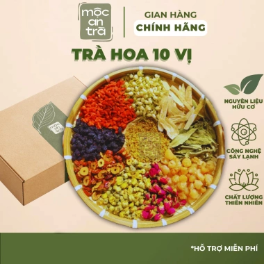 Trà Hoa 10 Vị Thảo Mộc Dưỡng Nhân - Đẹp Da, Ngủ Ngon, Thải Độc | Chỉ 199.000đ - Mộc An Trà Trà Hoa 10 Vị Thảo Mộc Dưỡng Nhân - Đẹp Da, Ngủ Ngon, Thải Độc | Chỉ 199.000đ - Mộc An Trà