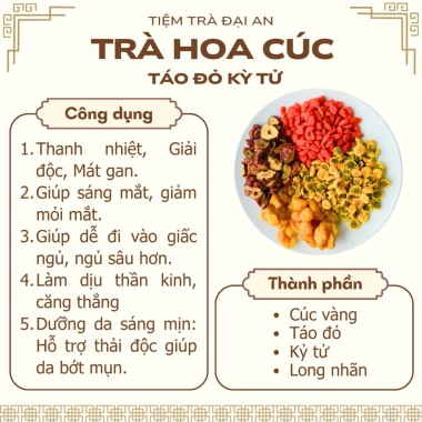 Trà Hoa Cúc Táo Đỏ Kỳ Tử Đại An - Thảo mộc sáng mắt, thanh nhiệt, giải độc, ngủ ngon, da đẹp 48k