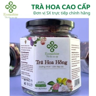 Trà hoa hồng sấy lạnh Econashine: Lọ thuỷ tinh, dưỡng nhan, làm đẹp da tự nhiên 2