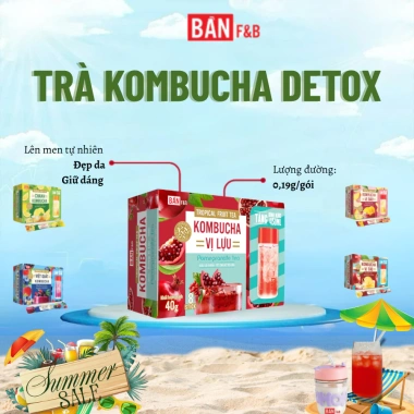 Trà Kombucha Gói Tiện Lợi Hương Trái Cây Detox - Giảm 50k, Chỉ 68.000đ, Bản F&B