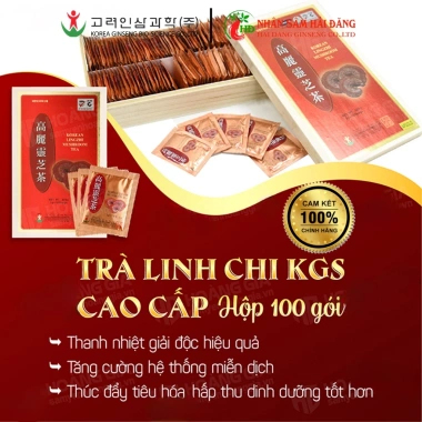 Trà linh chi hộp gỗ BIO 100 gói - CHÍNH HÃNG Hàn Quốc, giảm còn 350k