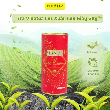 Trà Lộc Xuân Lon Giấy Vinatea 68g - Vị Trà Bắc Rõ, Chát Dịu, Ngọt Thanh, Giá ưu đãi 44.550 VND