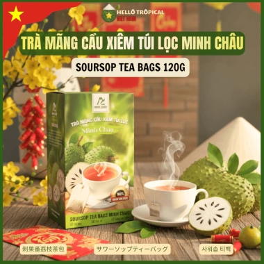 Trà Mãng Cầu Xiêm Rang Củi MINH CHÂU - Túi Lọc, Hương Tự Nhiên, Quà Tết 24 Gói