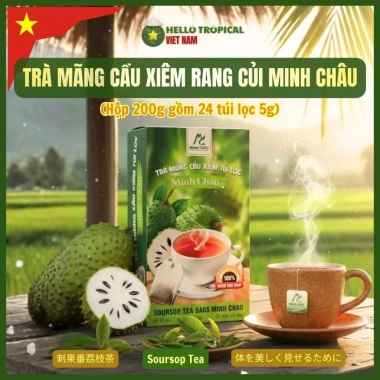 Trà Mãng Cầu Xiêm Rang Củi MINH CHÂU - Túi Lọc, Hương Tự Nhiên, Quà Tết 24 Gói