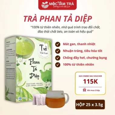 Trà Phan Tả Diệp Mộc Tâm An 25 gói 3.5g - Giá chỉ 34,500₫, thanh mát, tiêu hoá