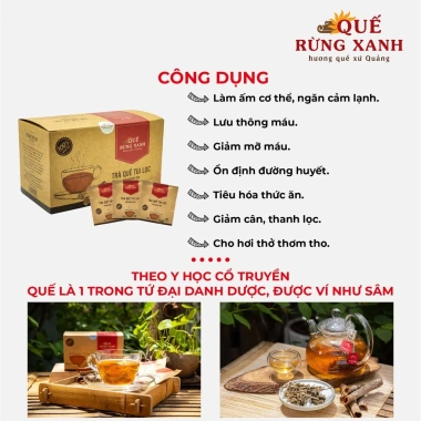 Trà Quế Thảo Mộc Quế Rừng Xanh 100% - ổn định đường huyết, ấm cơ thể, 15 gói, 149.000₫