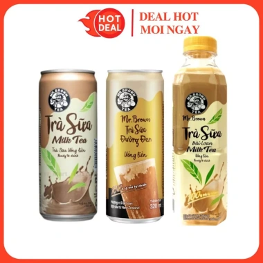 Trà Sữa Lon Mr.Brown Đài Loan Đường Đen 320ml - Giảm giá từ 31.5k còn 25k, vị ngọt thơm, tiện lợi