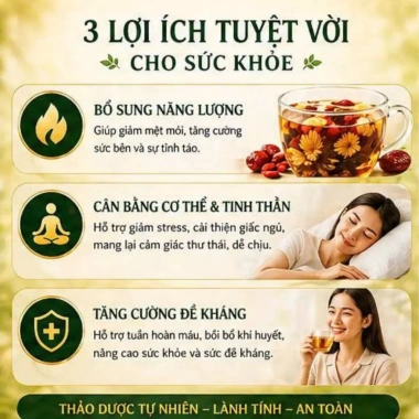 Trà táo đỏ kỷ tử Hoàng Kỳ Yichaa Trà ngủ ngon an thần giảm giá 21% chỉ 290.000đ