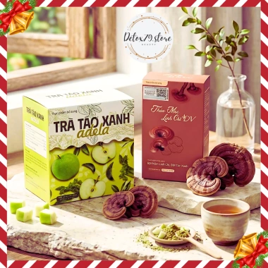 Trà Táo Xanh ADELA Kelly Detox 12 gói - Combo kèm vitamin, giảm cân, thanh lọc cơ thể