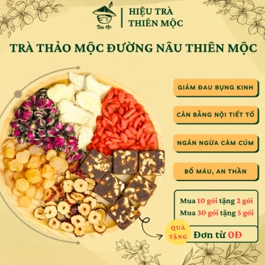 Trà Thảo Mộc Đường Nâu Thiên Mộc Giảm Đau Bụng Dâu Dưỡng ấm Giữ Ấm Cơ Thể 65k