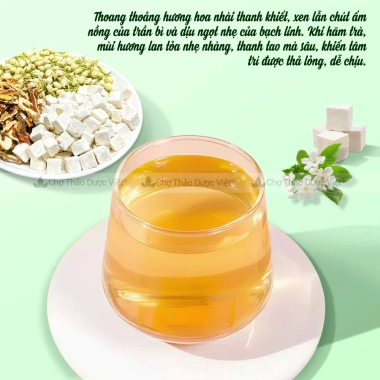 Trà thảo mộc khử mùi cơ thể - Bạch linh, hoa nhài, trần bì - 27.000₫ Giá ưu đãi 4 Trà thảo mộc khử mùi cơ thể - Bạch linh, hoa nhài, trần bì - 27.000₫ Giá ưu đãi 4