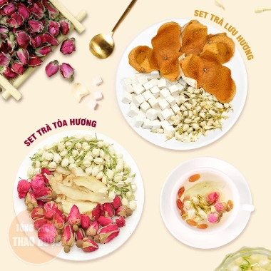 Trà tỏa hương mix sẵn thảo mộc tràn bì bạch linh hoa nhài hoa hồng giảm giá 95k 4