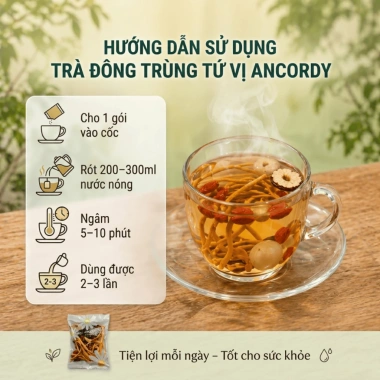 Trà Tứ Vị Ancordy – Đông Trùng Hạ Thảo, Táo Đỏ Kỷ Tử Long Nhãn – Gói Thảo Mộc 71.400đ 5