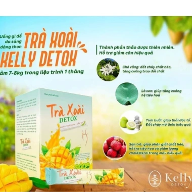Trà xoài giảm cân Kelly Detox mẫu mới 12g/h kèm vitamin - Giá 116.000 VND