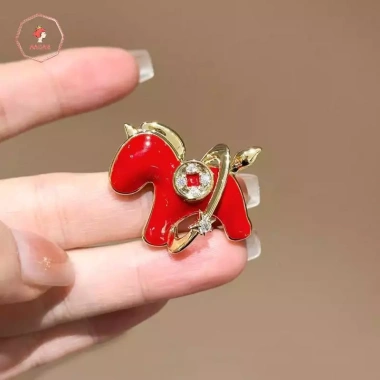 Trâm cài áo ngựa đỏ thổ cẩm tinh tế - Hoàng đạo, quà tặng năm mới 53.240₫ 6