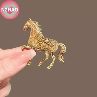 Trâm cài chạy ngựa kim cương giả men 4 màu - Động vật, phù hợp tiệc và quà tặng 2